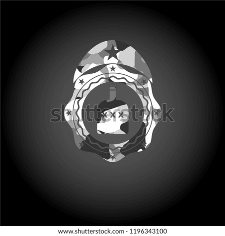 bottle of alcohol icon inside grey camouflage texture