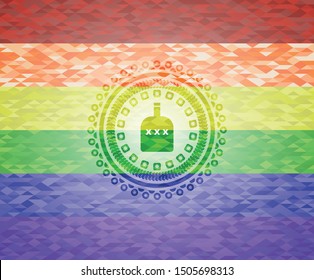 bottle of alcohol icon inside lgbt colors emblem 