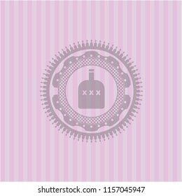 bottle of alcohol icon inside pink icon or emblem