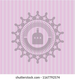bottle of alcohol icon inside pink emblem