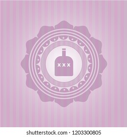 bottle of alcohol icon inside pink icon or emblem