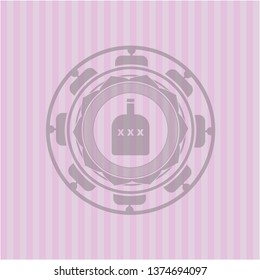bottle of alcohol icon inside pink emblem
