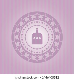 bottle of alcohol icon inside pink icon or emblem