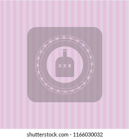 bottle of alcohol icon inside realistic pink emblem