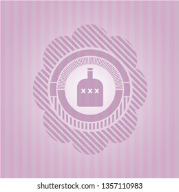 bottle of alcohol icon inside realistic pink emblem