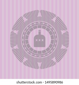 bottle of alcohol icon inside realistic pink emblem