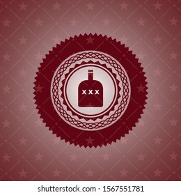 bottle of alcohol icon inside realistic red emblem