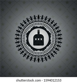 bottle of alcohol icon inside realistic dark emblem