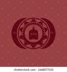 bottle of alcohol icon inside realistic red emblem