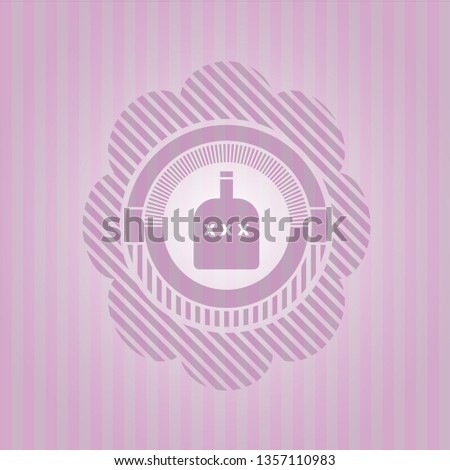 bottle of alcohol icon inside realistic pink emblem