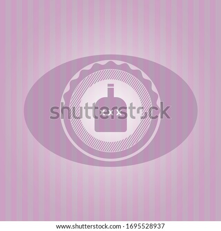 bottle of alcohol icon inside realistic pink emblem