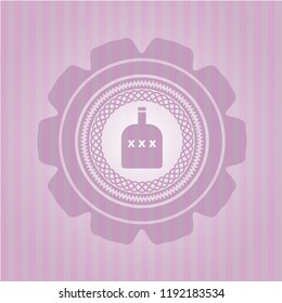 bottle of alcohol icon inside retro style pink emblem
