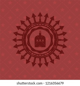 bottle of alcohol icon inside retro red emblem