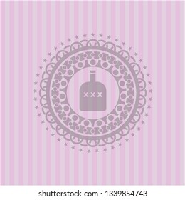 bottle of alcohol icon inside retro style pink emblem