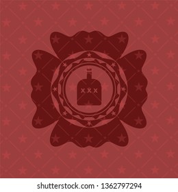bottle of alcohol icon inside retro red emblem