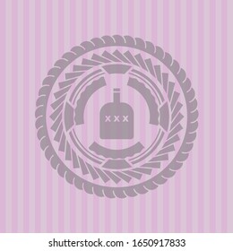 bottle of alcohol icon inside retro style pink emblem