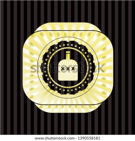 bottle of alcohol icon inside shiny badge