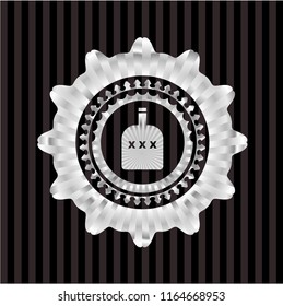 bottle of alcohol icon inside silver shiny badge