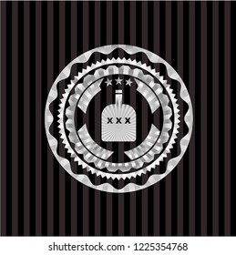 bottle of alcohol icon inside silver badge