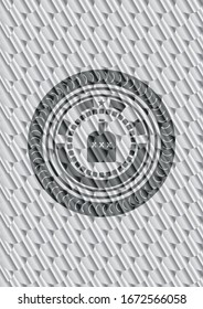 botellas de alcohol en el interior del emblema de plata o placa. Patrón de escalas. Ilustración vectorial. Detallado.