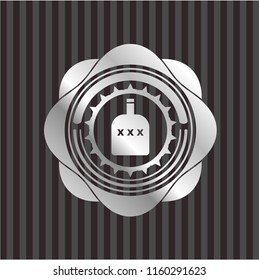 bottle of alcohol icon inside silvery shiny emblem
