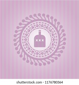 bottle of alcohol icon inside vintage pink emblem