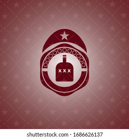 bottle of alcohol icon inside vintage red emblem