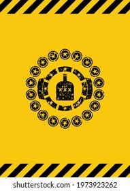 bottle of alcohol icon inside warning sign, black grunge emblem. Vector Illustration. Detailed. 
