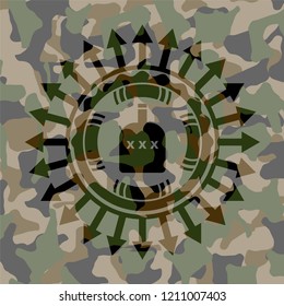 bottle of alcohol icon on camo pattern