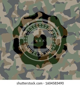 bottle of alcohol icon on camouflaged pattern