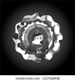 bottle of alcohol icon on grey camouflaged pattern
