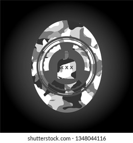 bottle of alcohol icon on grey camouflage pattern