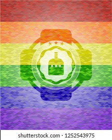 bottle of alcohol icon on mosaic background with the colors of the LGBT flag