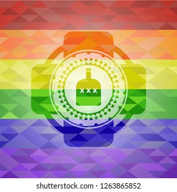 bottle of alcohol icon on mosaic background with the colors of the LGBT flag