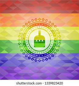 bottle of alcohol icon on mosaic background with the colors of the LGBT flag