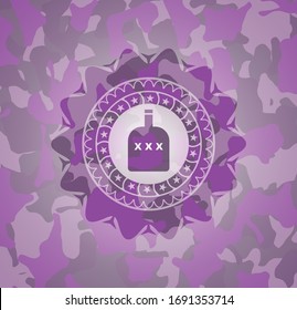 bottle of alcohol icon on pink camo texture