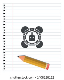 bottle of alcohol icon pencil effect. Vector Illustration. Detailed.