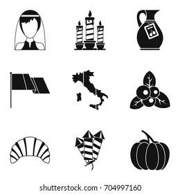 Bottle of alcohol icons set. Simple set of 9 bottle of alcohol vector icons for web isolated on white background