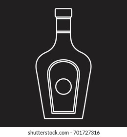 Bottle alcohol liqueur in thin line style icon vector illustration for design and web