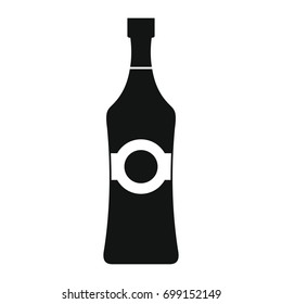 Bottle alcohol martini in black simple silhouette style icons vector illustration for design and web isolated on white background. Bottle alcohol martini vector object for labels