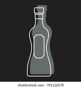 Bottle alcohol martini in line with color silhouette style icon vector illustration for design and web isolated on black background. Bottle alcohol martini vector object for labels