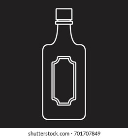 Bottle alcohol martini in thin line style icon vector illustration for design and web isolated on black background. Bottle alcohol martini vector object for labels and advertising