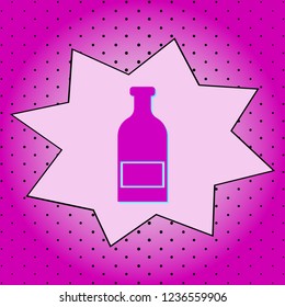 Bottle of alcohol .Purple icon pop-art background .Vector.
