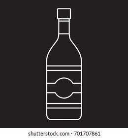 Bottle alcohol vodka in thin line style icon vector illustration for design and web isolated on black background. Bottle alcohol vodka vector object for labels and advertising