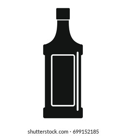 Bottle alcohol whiskey in black simple silhouette style icons vector illustration for design and web isolated on white background. Bottle alcohol whiskey vector object for labels