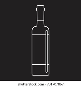 Bottle alcohol wine in thin line style icon vector illustration for design and web isolated on black background. Bottle alcohol wine vector object for labels and advertising