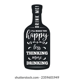 Bottle alcoholic beverage emblem monochrome with tare silhouette for cognac or whiskey to create liquor store advertisement vector illustration