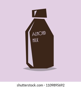 A bottle of almond milk. Flat vector illustration.