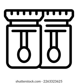 Vector de contorno del icono del amino del frasco. Colágeno de cadena. Química de ozono