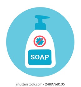 Bottle of antibacterial soap.Hand drawn vector illustration.